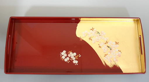 Japanese gold leaf rectangular lacquered tray