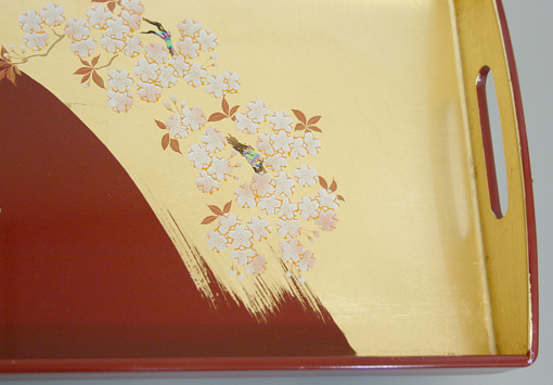 Japanese gold leaf rectangular lacquered tray