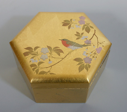 Gold leaf hexagonal jewelry box