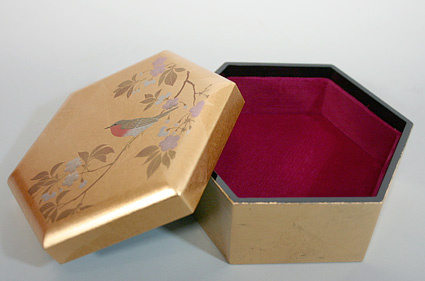 Gold leaf hexagonal jewelry box