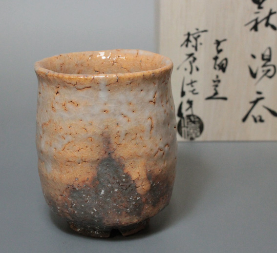 Hagi ware - biwa loquat yunomi by Mukuhara Kashun