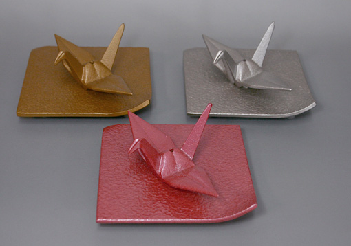 Nambu teki origami crane incense holders by Iwachu