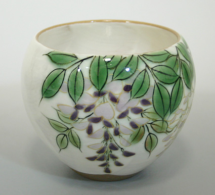 Handpainted wisteria teacup