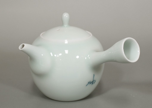 Banko teapot - Celadon teapot kyusu teapot by Shimizu Jun