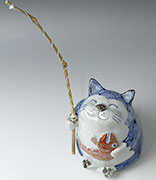 handmade ceramic cat ornament