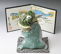 Handmade ceramic Dragon ceramic figures from Warabe Kobo Studio