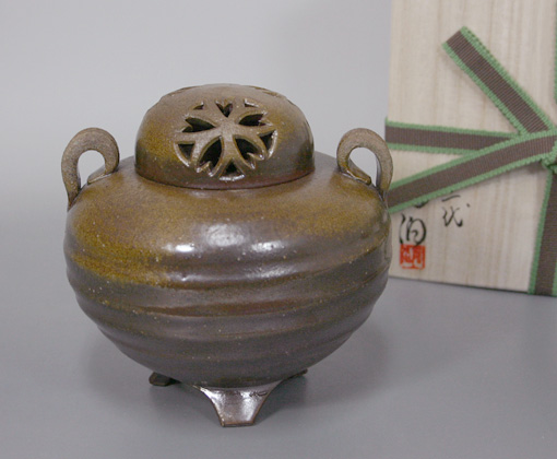 Japanese pottery - Bizen incense burner