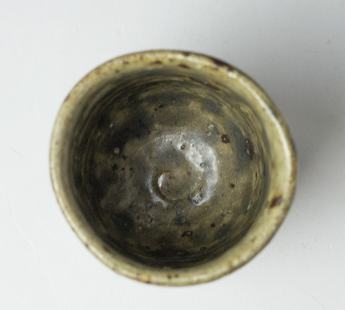 The top view of Ao Karatsu guinomi sake cup