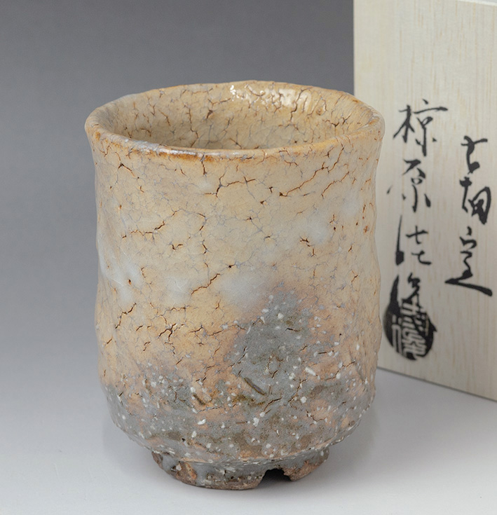 Hagiyaki biwa (Loquat) yunomi - front view