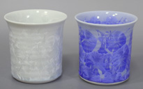 Flower effect crystallized glaze cups