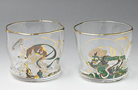 Fujin & Raijin Sake Glass Pair