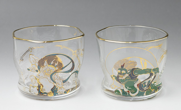 Fujin & Raijin Sake Glass (guinomi) Pair