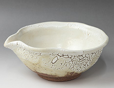 Hagiyaki Kairagi Katakuchi bowl by Mukuhara Kashun
