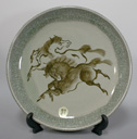Soma ware handpainted horse plate