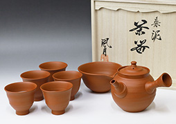 Tokoname shudei kyusu teapot set by Fugetsu