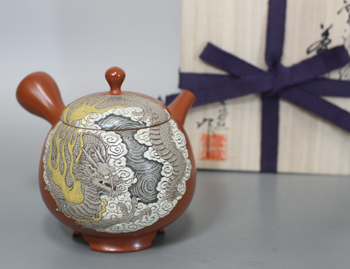 Japanese pottery-Tokoname wisteria teapot by Setsudo/Kodo